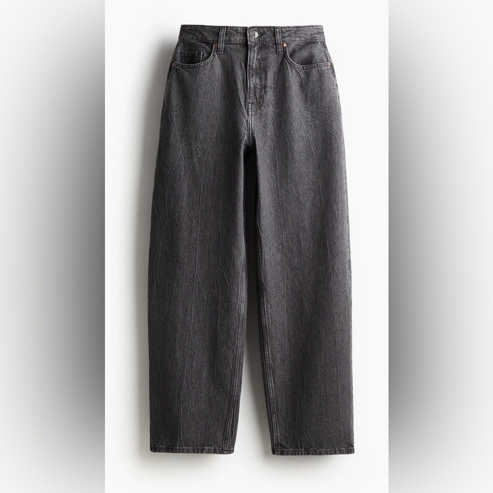 EUC H&M Women’s Sz: 6 Dusty Gray Denim Baggy Wide Leg Loose Fit High Waist Jeans